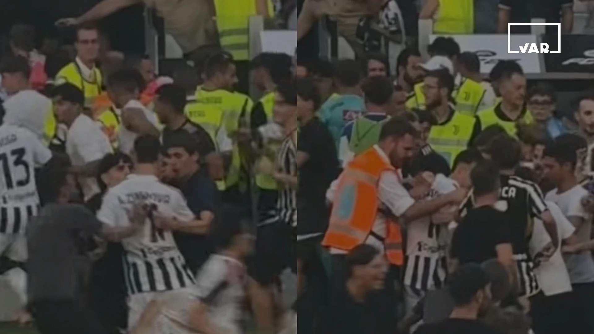 VideoTifozët e Juventusit pushtojnë fushën, tentojnë t’ia marrin fanellën me “dhunë” Edon Zhegrovës